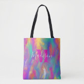 Tote Bag Peinture Abstraite Turquoise violet violet rose Mo (Devant)