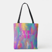Tote Bag Peinture Abstraite Turquoise violet violet rose Mo (Dos)