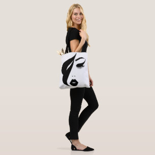 Tote Bag Peinture Abstraite Visage des femmes noir et blanc
