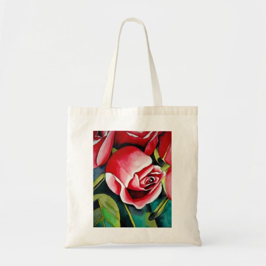 Tote Bag Peinture aquarelle d'art de bourgeon de rose rose (Devant)