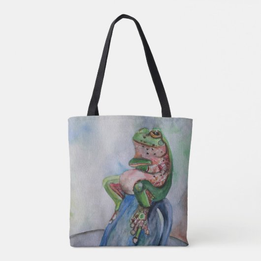 Tote Bag Peinture aquarelle de grenouille Fourre-tout (Dos)