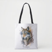 Tote Bag Peinture aquarelle Wolf (Devant)
