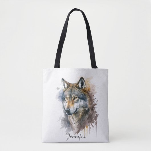Tote Bag Peinture aquarelle Wolf (Devant)