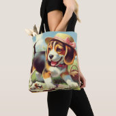 Tote Bag Peinture Beagle sur chiot (De près)