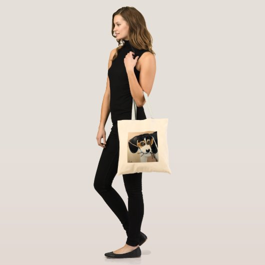 Tote Bag Peinture Beagle sur chiot (Devant (modèle))