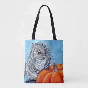 Tote Bag Peinture Citrouille écureuil