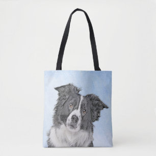 Tote Bag Peinture Collie Bordure - Joli art original chien