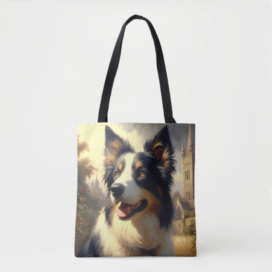 Tote Bag Peinture Collie vintage (Devant)