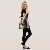 Tote Bag Peinture Collie vintage (Sur le modèle)