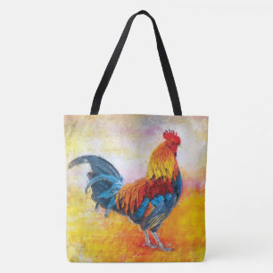 Tote Bag Peinture colorée d'art numérique de coq