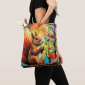 Tote Bag Peinture colorée de l'écureuil (De près)
