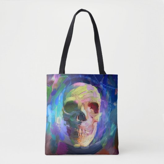 Tote Bag Peinture crânienne colorée (Devant)