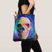 Tote Bag Peinture crânienne colorée (De près)