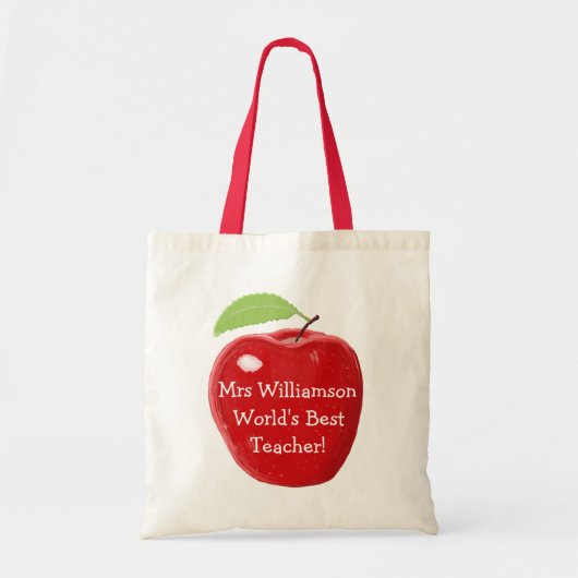 Tote Bag Peinture d'Apple du meilleur professeur du monde (Devant)