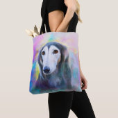 Tote Bag Peinture d'aquarelle de chien gris (De près)