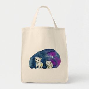 Tote Bag Peinture d'aquarelle de frères d'ours blanc