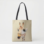 Tote Bag Peinture d'aquarelle de girafe de "mastication" (Devant)