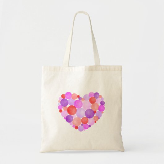 Tote Bag Peinture d'aquarelle rose et violet du coeur (Devant)