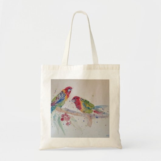 Tote Bag Peinture d'aquarelle rouge Rosella Parrot (Devant)