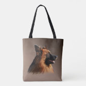 Tote Bag Peinture d'art portrait de chien berger allemand (Dos)