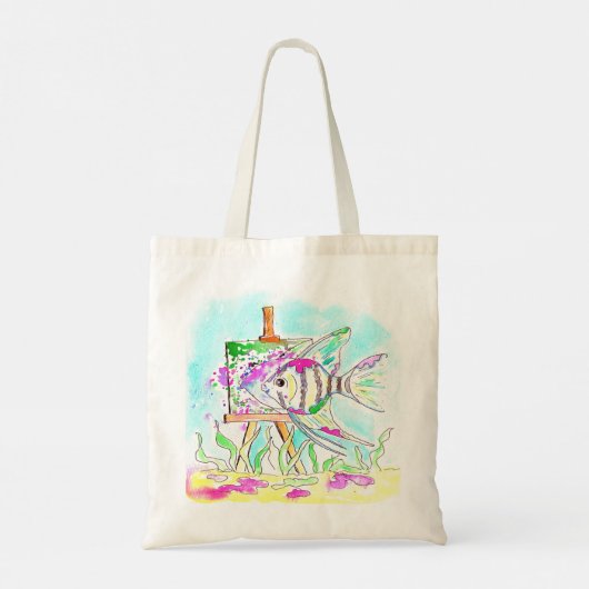 Tote Bag Peinture d'artiste des poissons-anges (Dos)