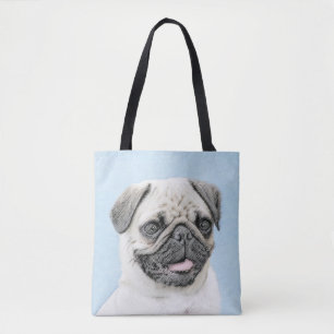 Tote Bag Peinture de carlin - Joli art original de chien