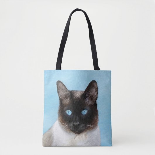 Tote Bag Peinture de chats de Siamese - Cute Original Cat A (Devant)