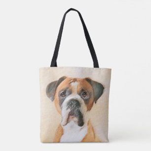 Tote Bag Peinture de chien Boxer originale non rognée Art a
