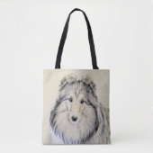 Tote Bag Peinture de chien de berger de Shetland - art (Devant)