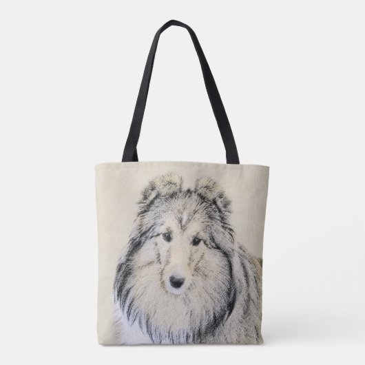 Tote Bag Peinture de chien de berger de Shetland - art (Dos)