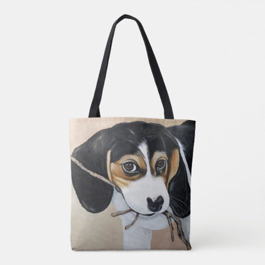 Tote Bag Peinture de chiot beagle (Dos)