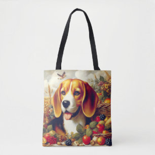 Tote Bag Peinture de chiot Beagle vintage