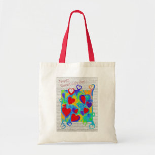 Tote Bag Peinture de cœurs colorés modernes - Saint-Valenti