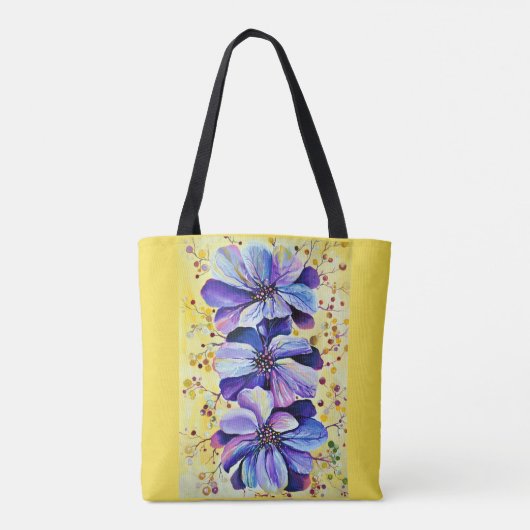 Tote Bag Peinture de fleurs de delphinium (Dos)