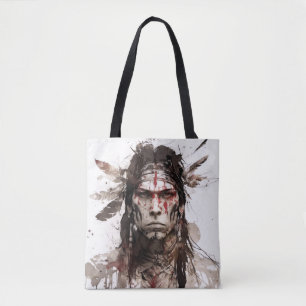 Tote Bag Peinture de guerrier amérindien