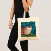 Tote Bag Peinture de loutre de rivière effrontée (Devant (produit))