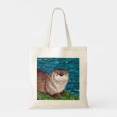 Tote Bag Peinture de loutre de rivière effrontée (Dos)