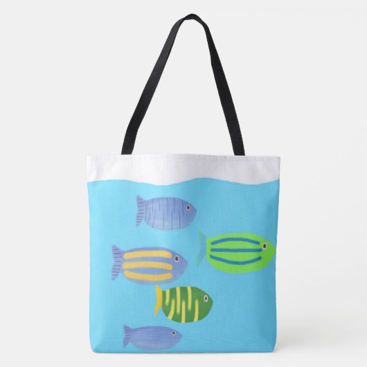 Tote Bag peinture de poissons (Devant)