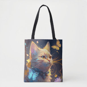 Tote Bag Peinture de portrait animal chat Caractère animal