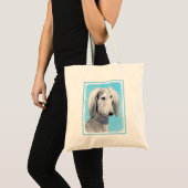Tote Bag Peinture de Saluki (Argent) - Joli art original de (Devant (produit))
