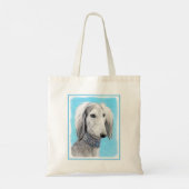 Tote Bag Peinture de Saluki (Argent) - Joli art original de (Dos)