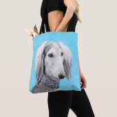 Tote Bag Peinture de Saluki (Argent) - Joli art original de (De près)