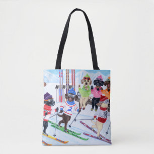 Tote Bag Peinture de ski nordique de Labradors