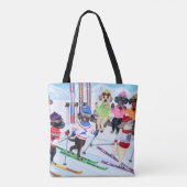 Tote Bag Peinture de ski nordique de Labradors (Dos)
