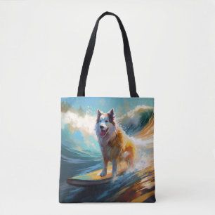 Tote Bag Peinture de surf de plage de Malamute d'Alaska