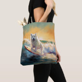 Tote Bag Peinture de Surf sur Plage de Chien Esquimau Améri (De près)