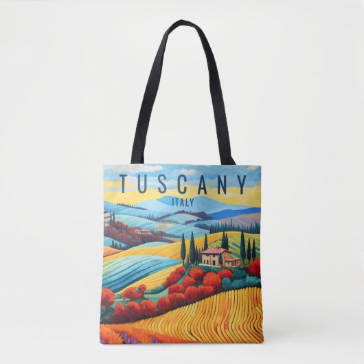 Tote Bag Peinture de Toscane au coucher du soleil | Italie  (Devant)