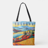 Tote Bag Peinture de Toscane au coucher du soleil | Italie  (Dos)