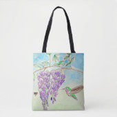 Tote Bag Peinture des colibris et des bactéries (Devant)