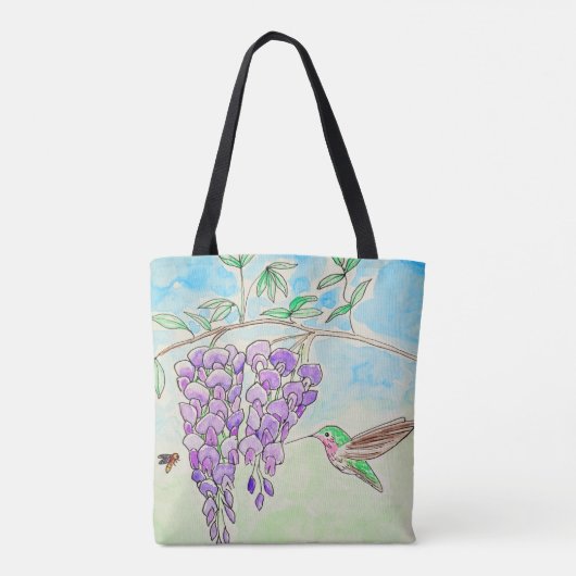 Tote Bag Peinture des colibris et des bactéries (Dos)